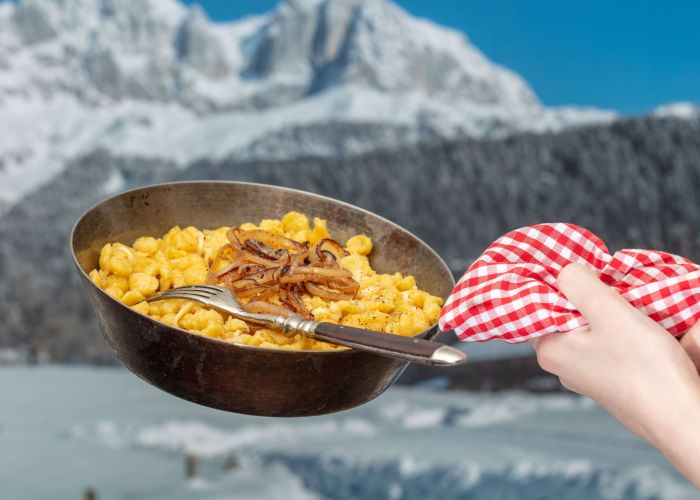 Mittagessen im Skigebiet