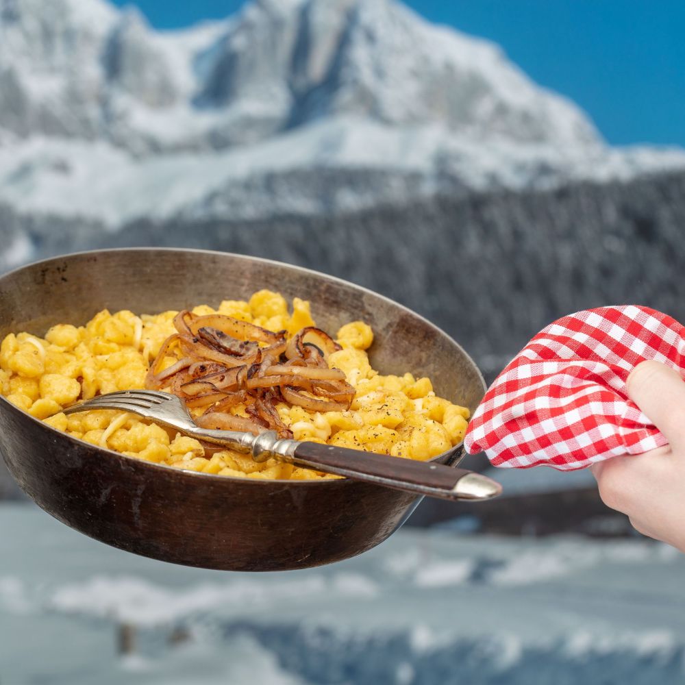 Mittagessen im Skigebiet